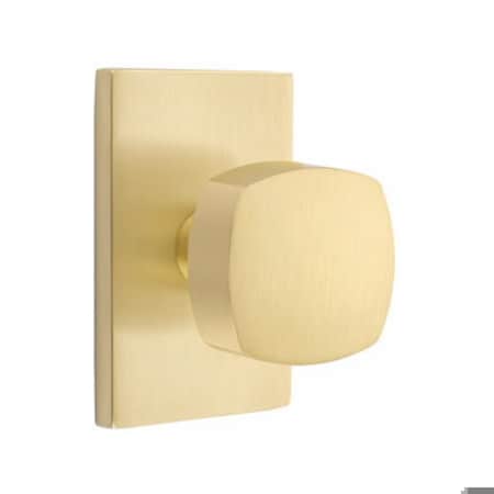 Emtek Freestone Knob 2-3/8 in Backset Privacy w/Modern Rectangular Rose for 1-1/4 in to 2 in Door 5212FRKUS4